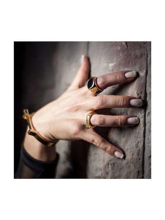 Goldsmith Goldsmith S Pyramid Ανδρικό Δαχτυλίδι από Ατσάλι Επιχρυσωμένο