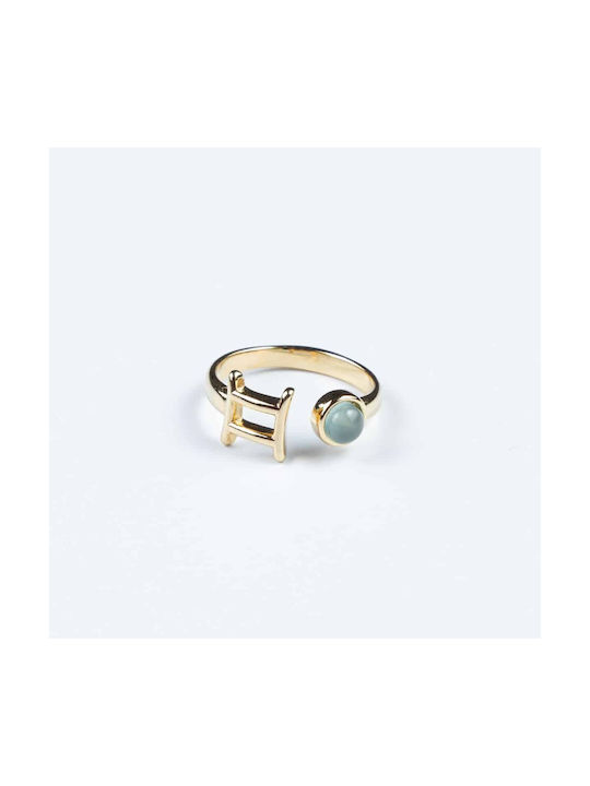 Cuoro Women's Gold Plated Steel Ring with Stone