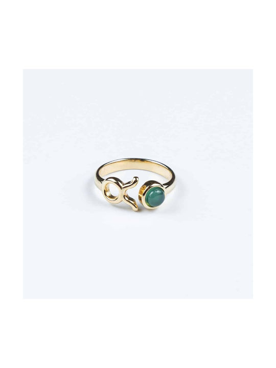 Cuoro Women's Gold Plated Steel Ring with Stone