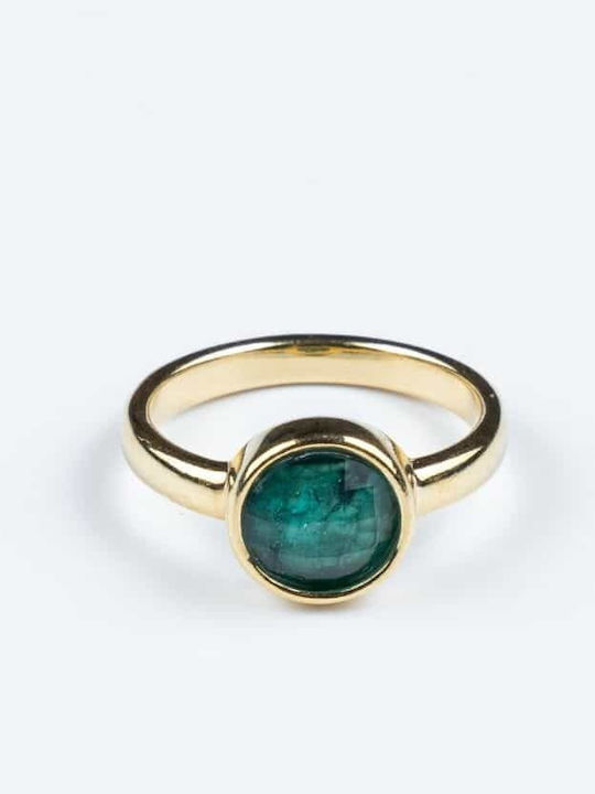 Cuoro Damen Ring mit Zirkonia aus Stahl Vergoldet