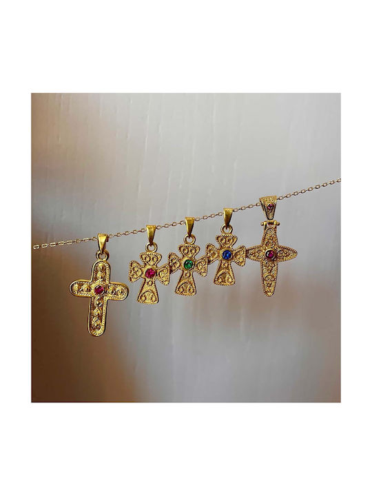 Women's Cross from Gold Plated Silver with Chain