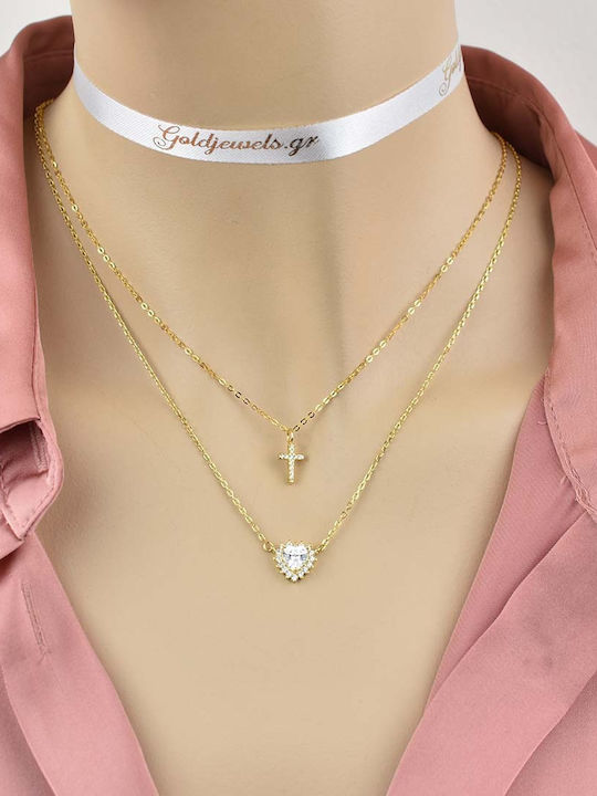 Goldjewels Women's Cross from Gold Plated Silver with Chain