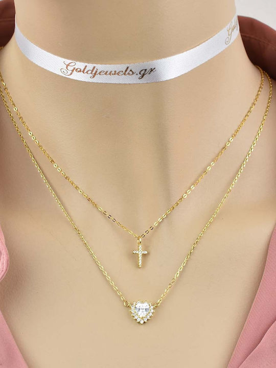 Goldjewels Women's Cross from Gold Plated Silver with Chain