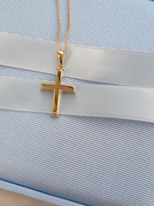Мъжки Златен Кръст 14K с Верижка