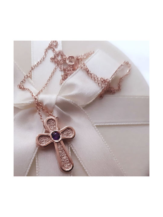 Damen Roségold Kreuz 14K mit Kette