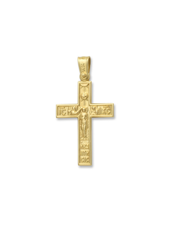 Herren Gold Kreuz 14K Beidseitig mit dem Gekreuzigten