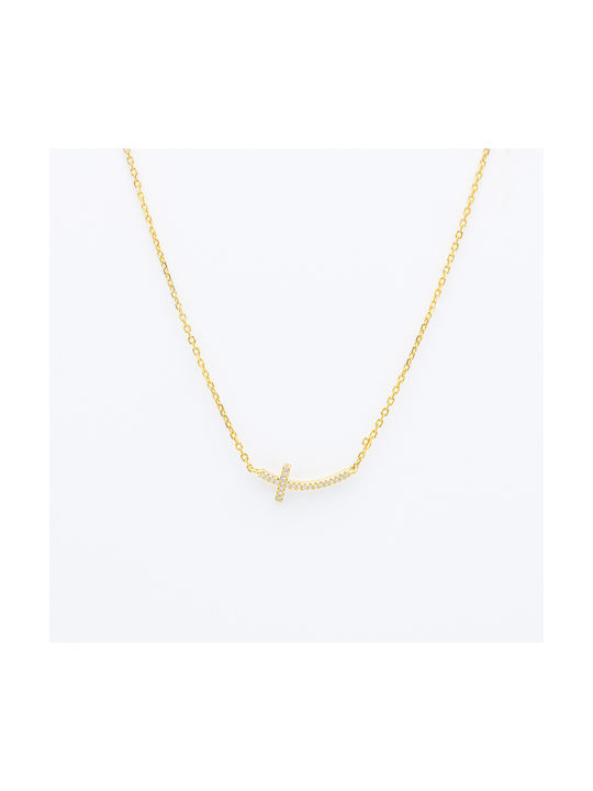 Cross Double Sided from Gold Plated Silver with Chain