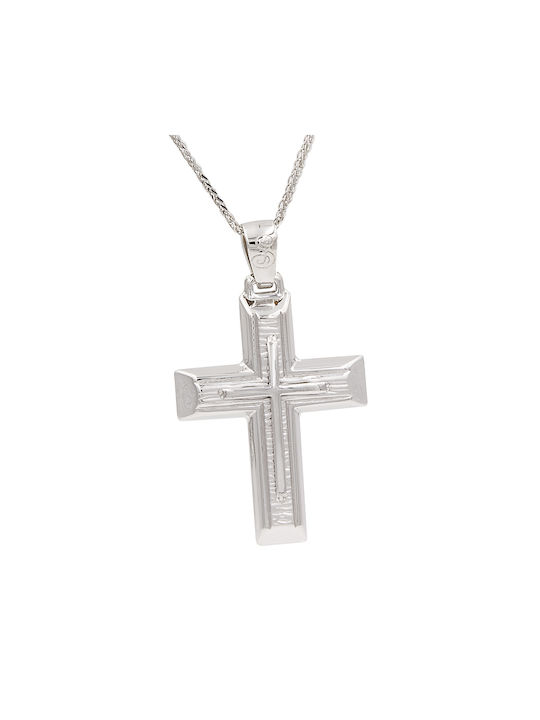 Men's White Gold Cross 14K