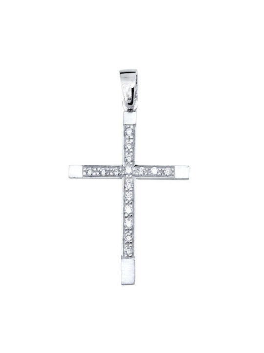 Damen Weißgold Kreuz 14K mit Kette