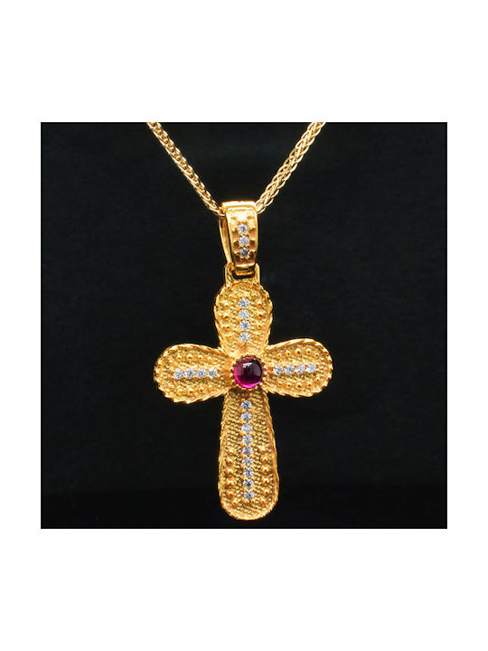 Χρυσός Βυζαντινός Σταυρός Με Αλυσίδα 14K