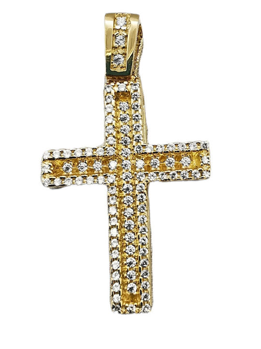 Kosmima1 Damen Gold Kreuz 14K Beidseitig