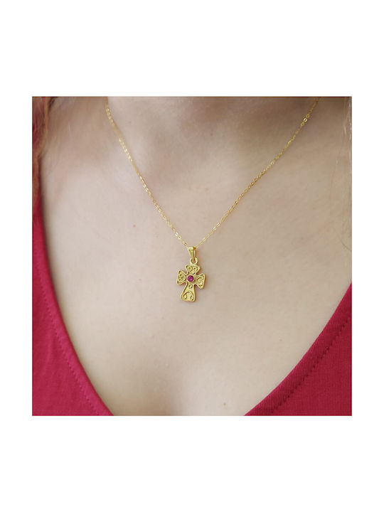 Women's Cross from Gold Plated Silver with Chain