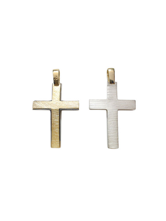 Men's Gold Cross 14K Double Sided