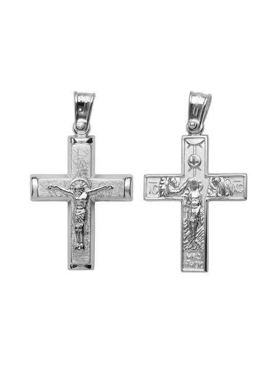 Herren Weißgold Kreuz 14K Beidseitig