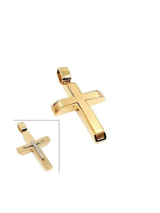 Men's Gold Cross 14K Double Sided