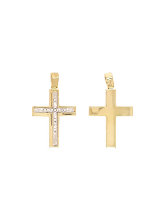 Daskalakis Women's Gold Cross 14K Double Sided