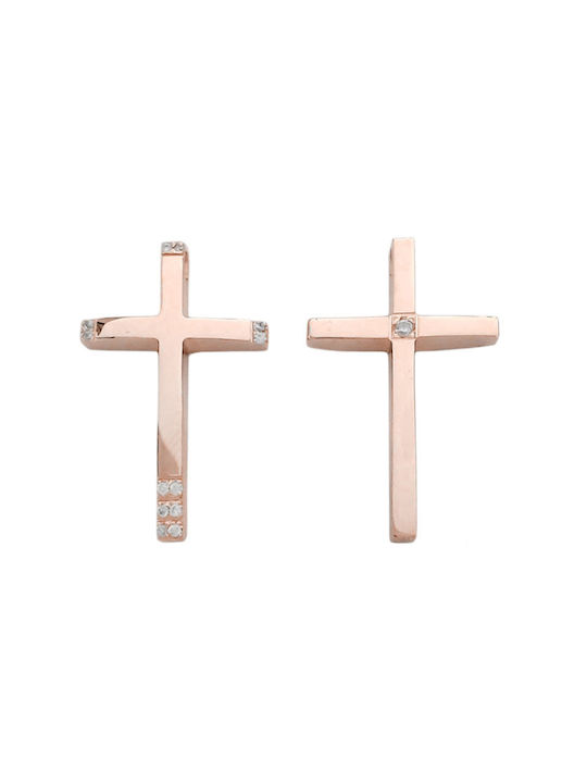 Women's Rose Gold Cross 14K Double Sided