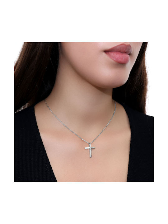 Damen Weißgold Kreuz 14K