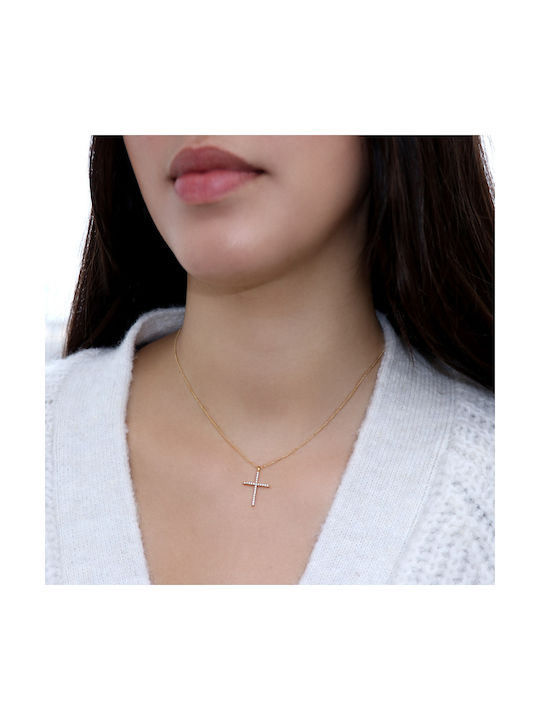 Damen Gold Kreuz 14K mit Kette