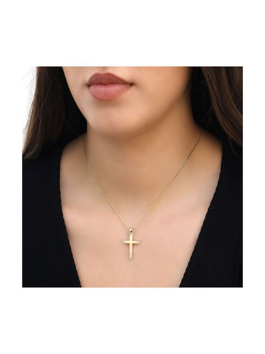 Damen Gold Kreuz 9K mit Kette