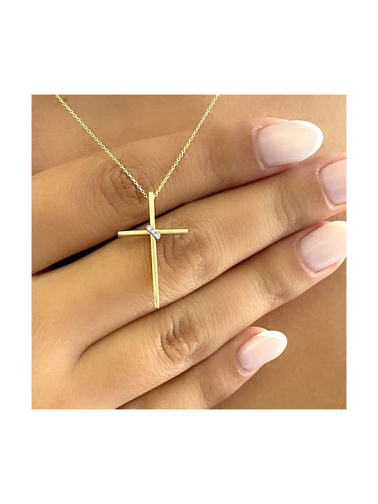 Damen Gold Kreuz 18K mit Kette