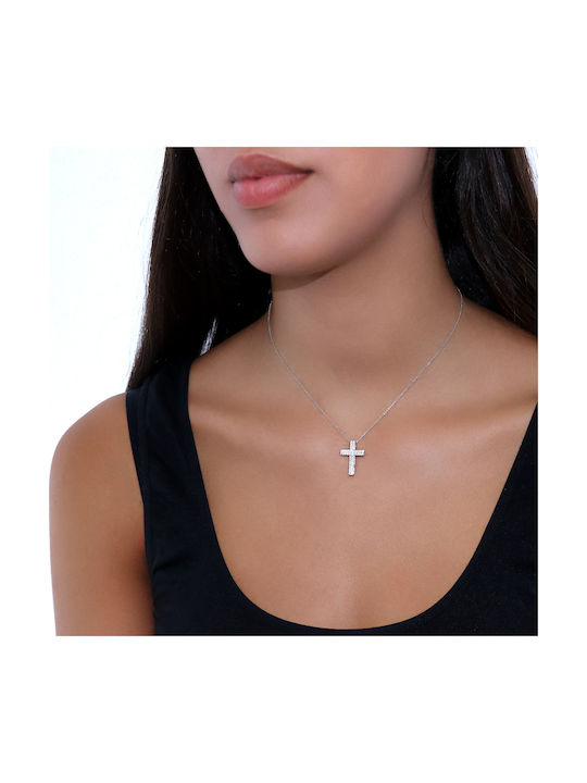 White Gold Cross 18K with Chain