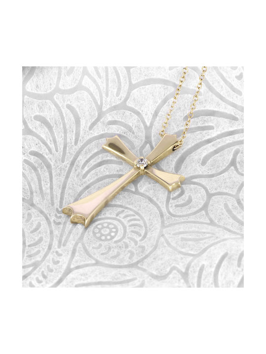 Damen Gold Kreuz 18K mit Kette