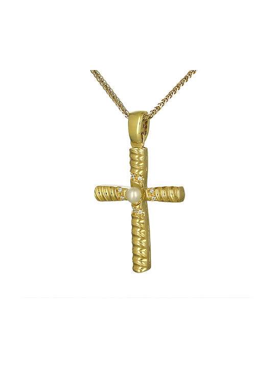 Women's Gold Cross 14K Double Sided