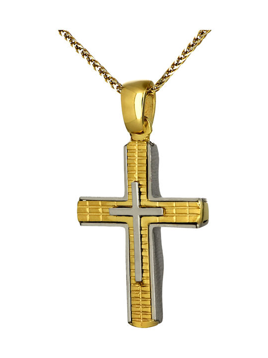 Men's Gold Cross 14K Double Sided with the Crucified