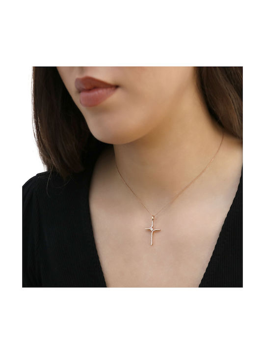 Roségold Kreuz 18K mit Kette