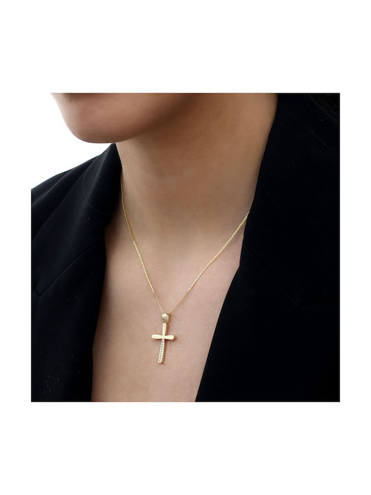 Damen Gold Kreuz 9K mit Kette