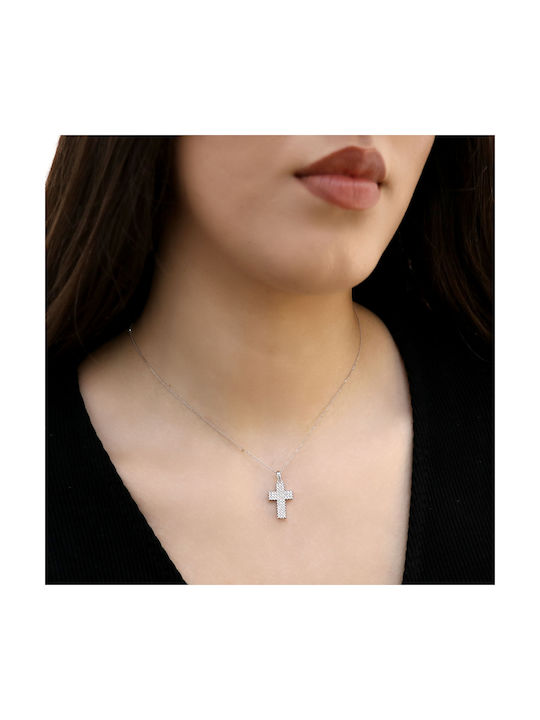 Weißgold Kreuz 18K mit Kette