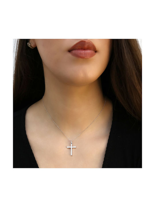 Weißgold Kreuz 14K mit Kette