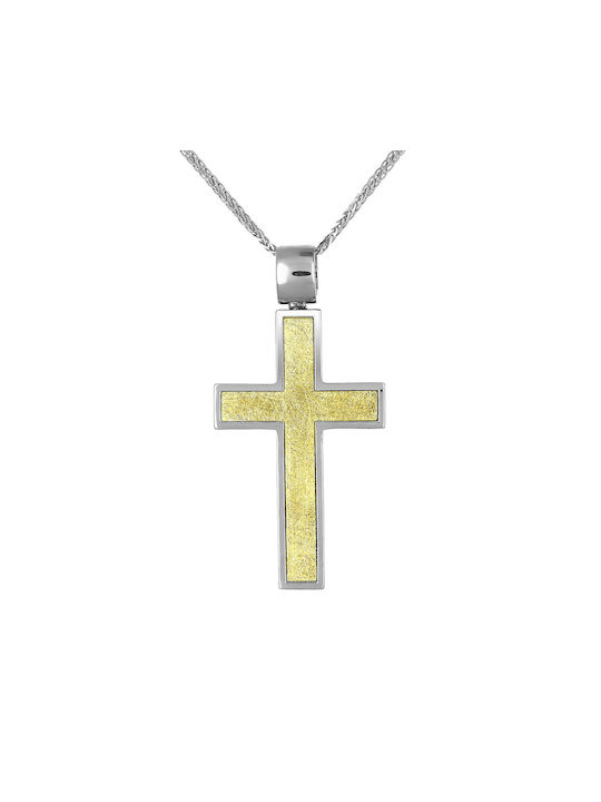 Men's White Gold Cross 14K Double Sided