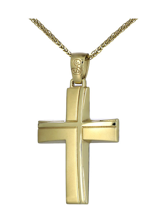 Men's Gold Cross 14K Double Sided with the Crucified