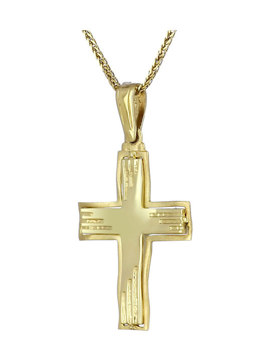 Men's Gold Cross 14K Double Sided