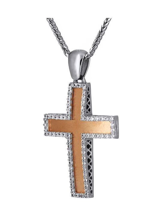 Women's White Gold Cross 14K Double Sided