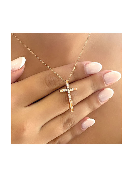 Women's Rose Gold Cross 14K with Chain