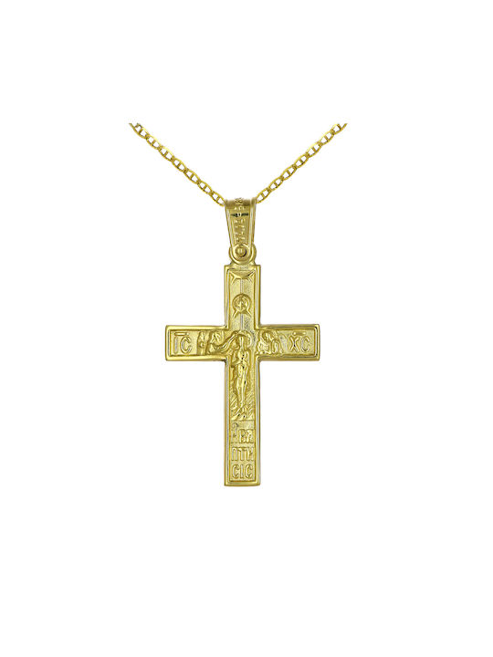 Men's Gold Cross 14K Double Sided