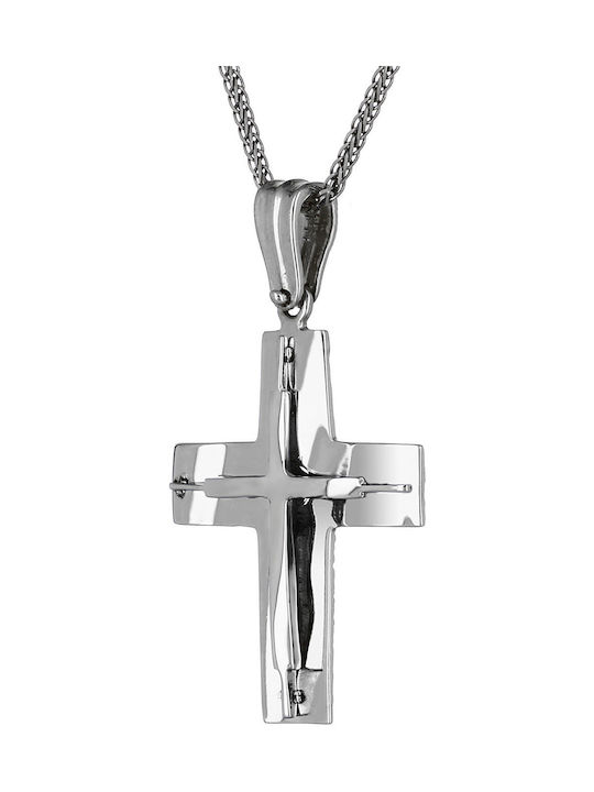 Men's White Gold Cross 14K Double Sided