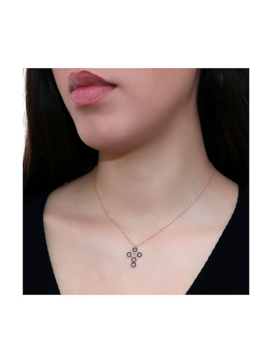 Roségold Kreuz 18K mit Kette