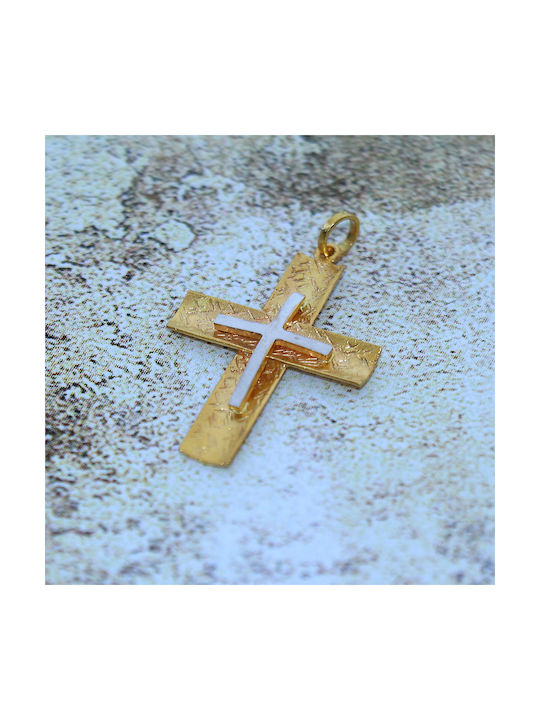 Men's Gold Cross 14K Double Sided