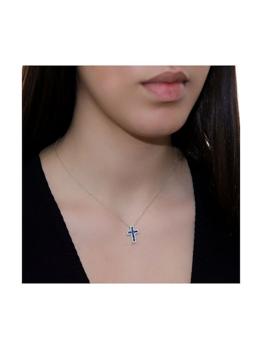 Weißgold Kreuz 18K mit Kette