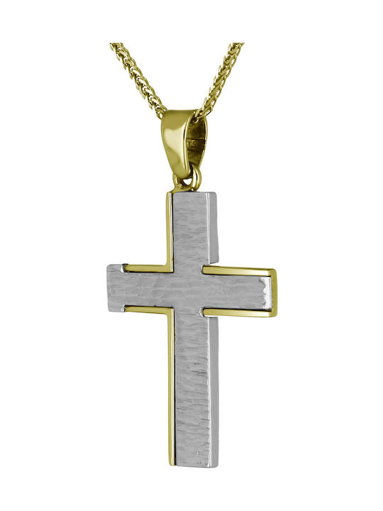 Men's Gold Cross 14K Double Sided