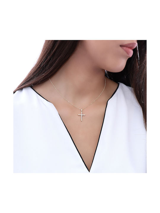 Damen Gold Kreuz 14K mit Kette