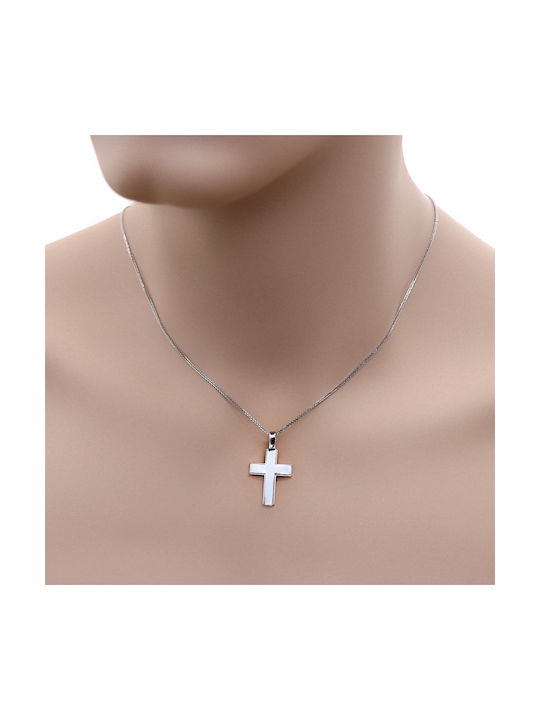 Men's White Gold Cross 14K