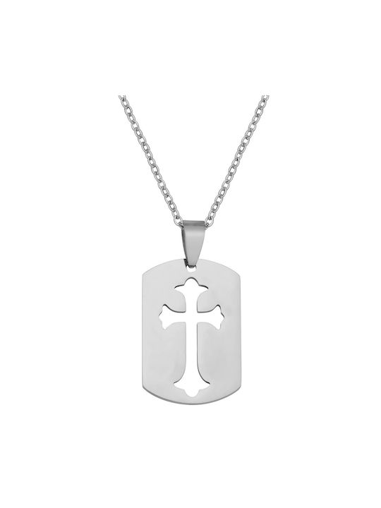 Men's Cross from Steel with Chain