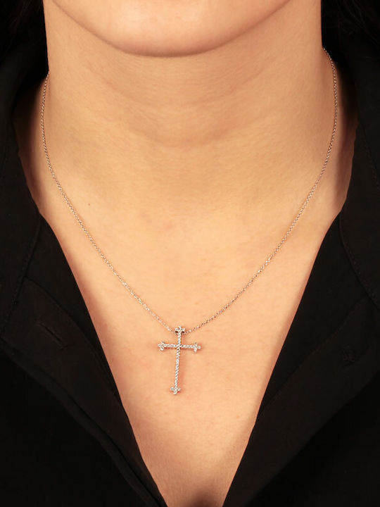 Abadianakis Cruce de Aur Alb 14K