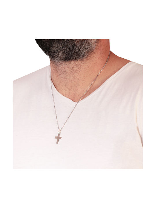 Men's White Gold Cross 18K