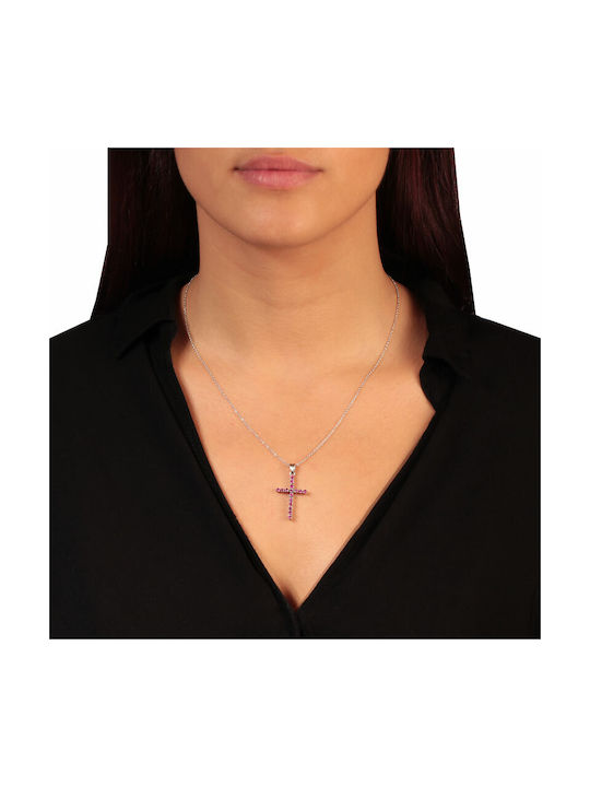 Women's White Gold Cross 18K